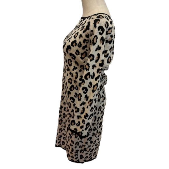 Y2K SPENCER & GRAHAM LEOPARD ANIMAL PRINT CASHMERE BLND VELVET DRESS TUNIC SZ M - Picture 5 of 8